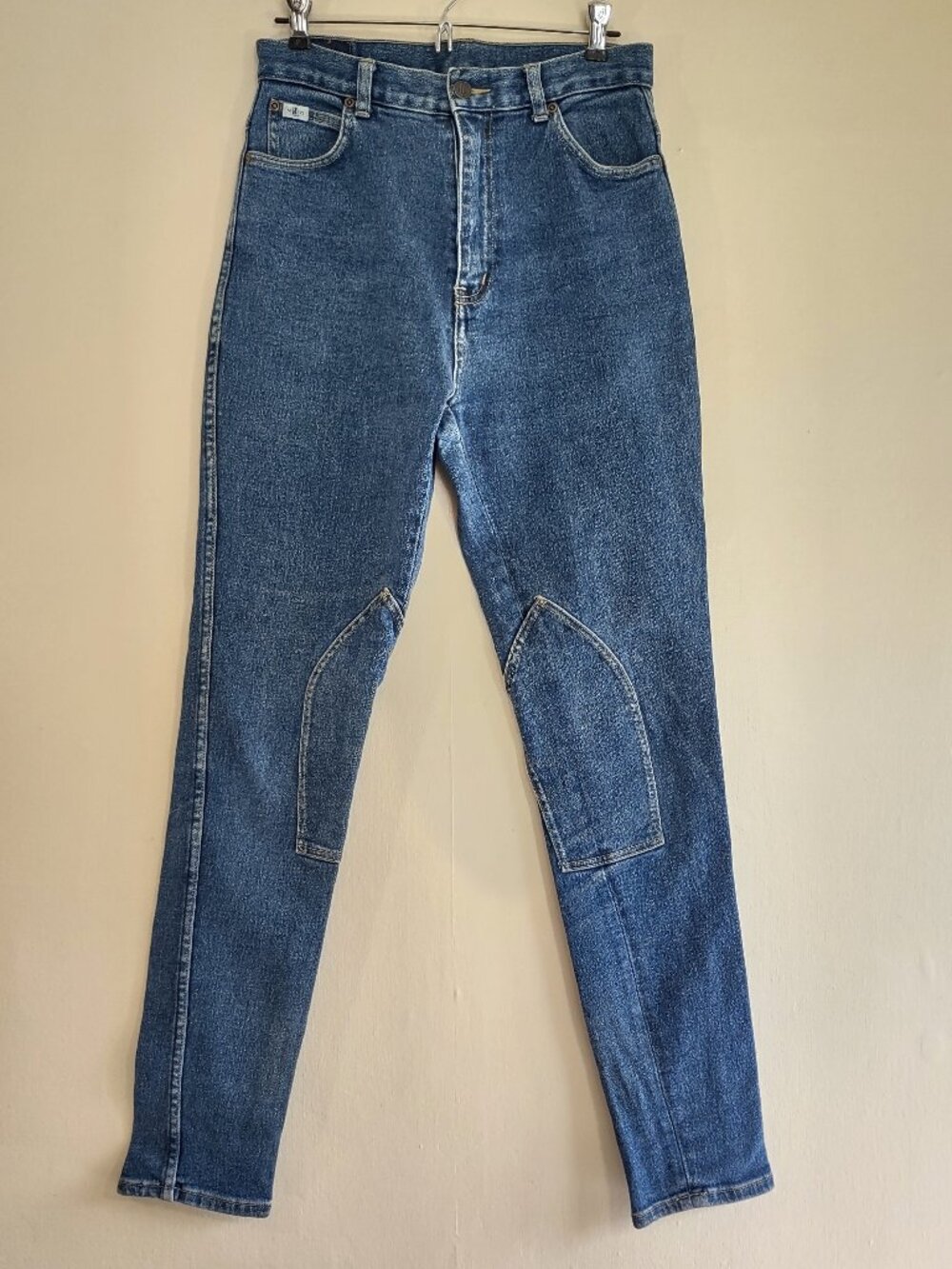 Miller's Equestrian Riding Jeans Denim Breeches Size 30 Knee Patch High Rise EUC